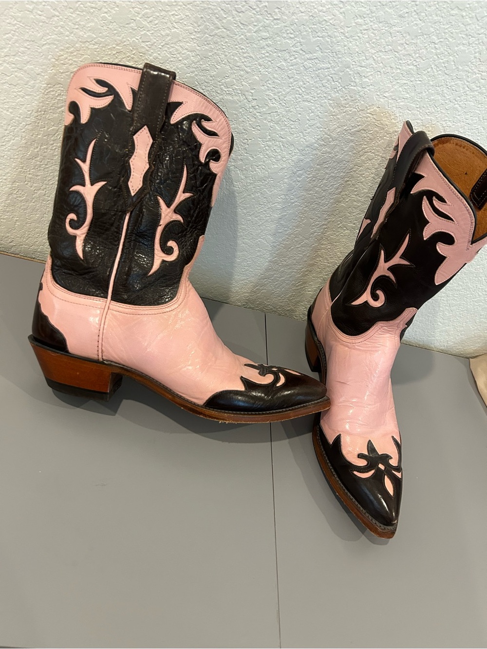 Lucchese 1883 Pink and Brown Western Cowgirl Boots
